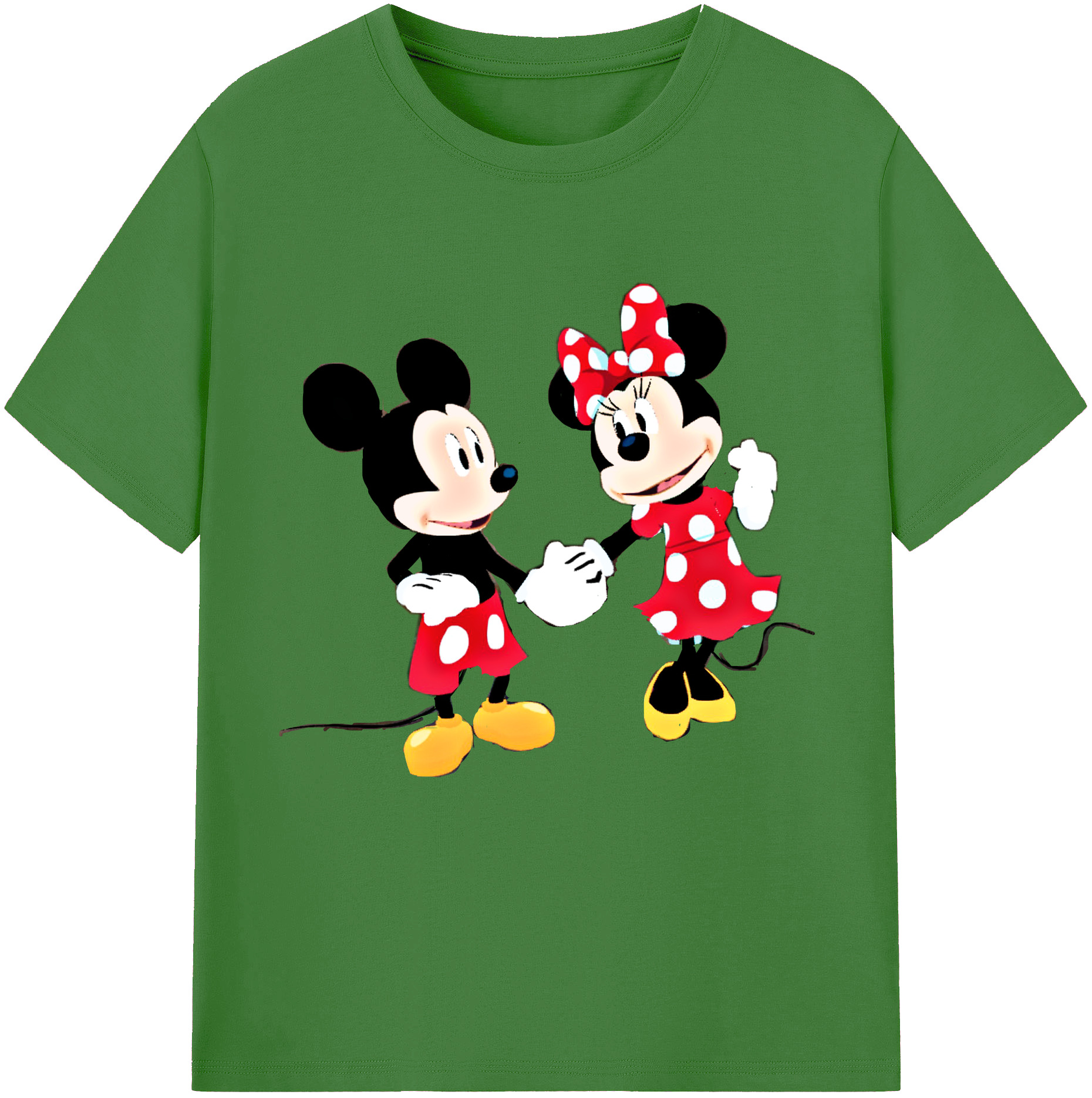 （画像用） ミッキーマウス Mickey Mouse レディースカジュアルプリントTシャツ（綿100％）